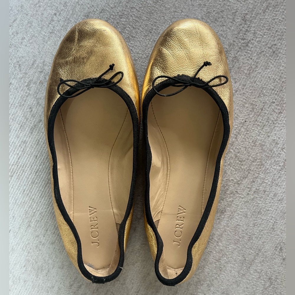J. Crew Gold Ballet Flats 6M